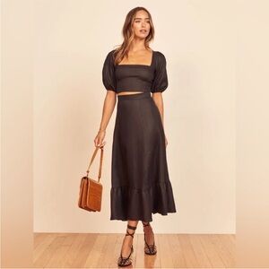 EUC Reformation Yucca two piece set in black linen, size 8